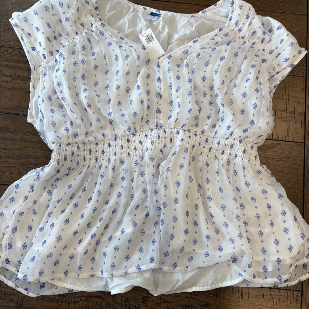 Old Navy White and Blue  Top